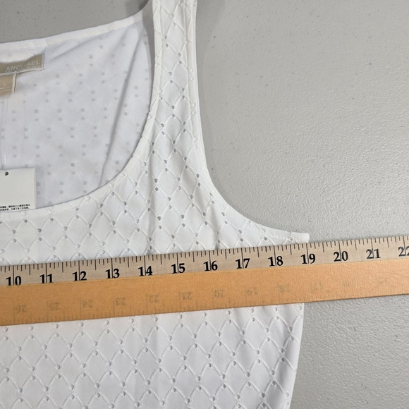 MICHAEL KORS Womens White Eyelet Tie Pullover Styling Sleeveless Scoop Neck Knee - Picture 6 of 9